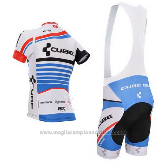 2014 Abbigliamento Ciclismo Cube Blu e Bianco Manica Corta e Salopette